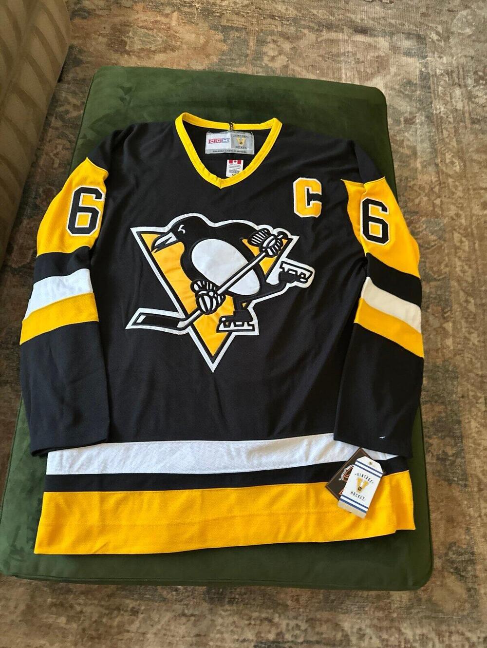 Vtg NWT 90s CCM Mario Lemieux #66 Pittsburgh Penguins NHL Hockey Jersey Size 50